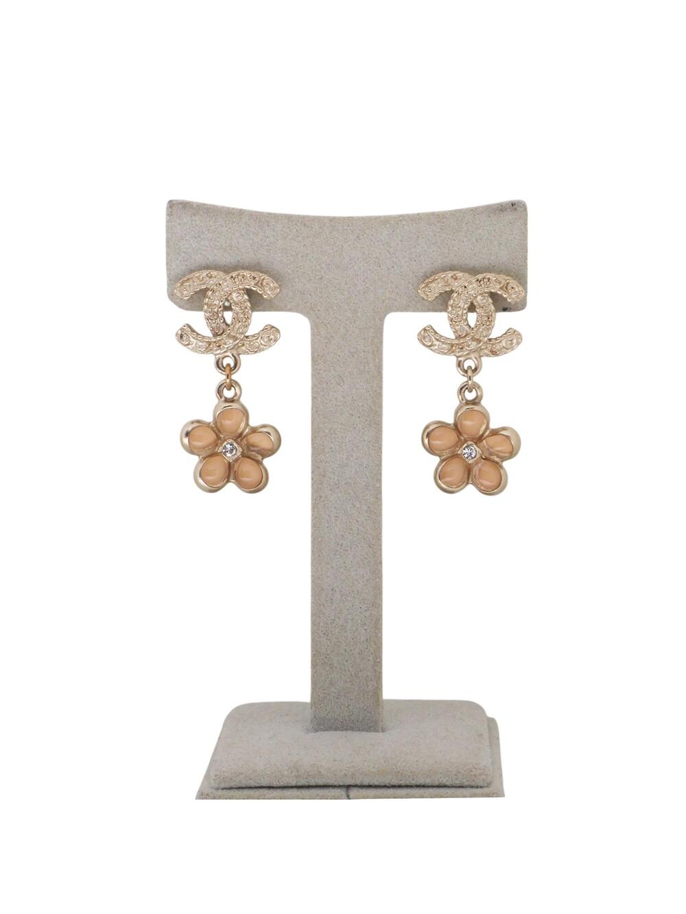 Chanel Cc Logo Camellia Earrings #358781C59B